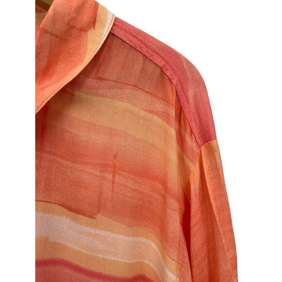 NWT Cloth & Stone Blouse Printed Button Down Orange Lightweight Size 2X - Picture 2 of 8